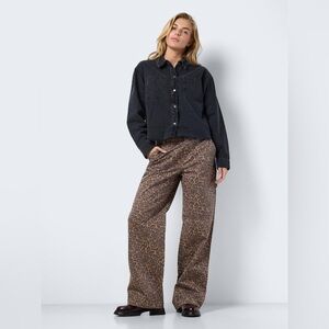 NOISY MAY Brown Leopard Print Straight Leg Jeans